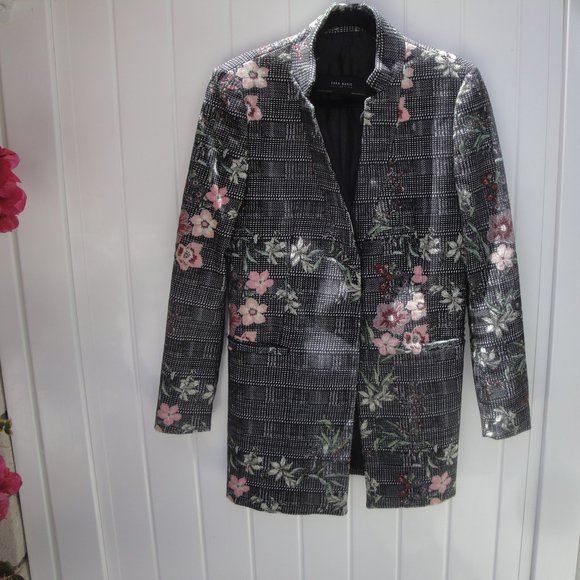 SOLD Zara Jacket High-Quality Business Core Embroidered Fabric Blazer Med - Picture 2 of 9